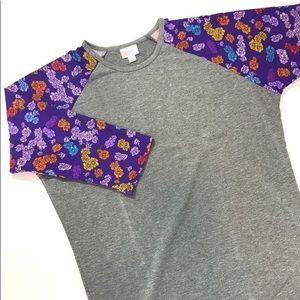 NEW LuLaRoe Top Randy Raglan Tee PURPLE FLORAL
